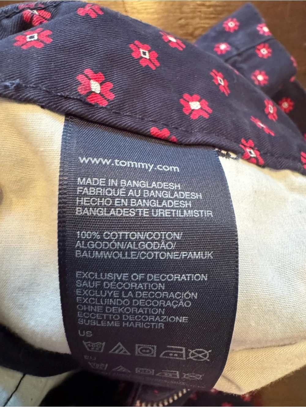 Tommy Hilfiger Navy Shorts with Pink Dot Pattern-100% cotton